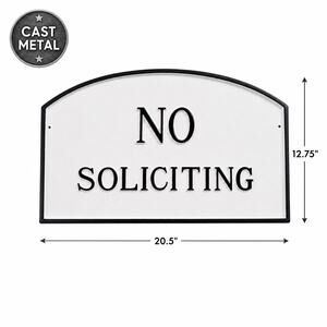 No Soliciting Plaque w/ Lawn Stakes - Cast Aluminum 20.5" W x 12.75" H
